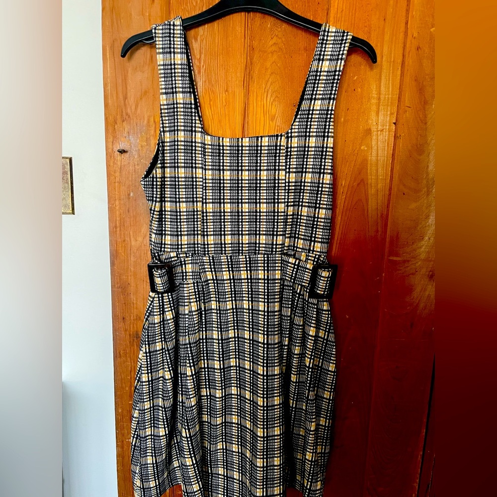 Topshop Plaid Pinafore Jumper